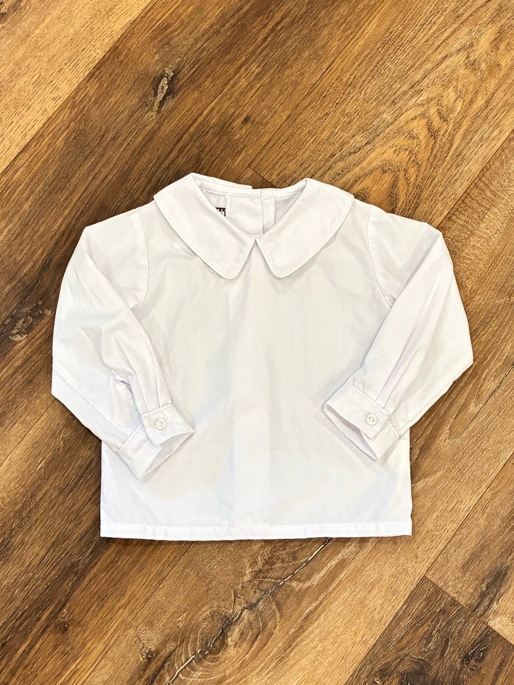 Shrimp & Grits Kids White Long Sleeve Collar Shirt Top Layer Staple Capsule 18m